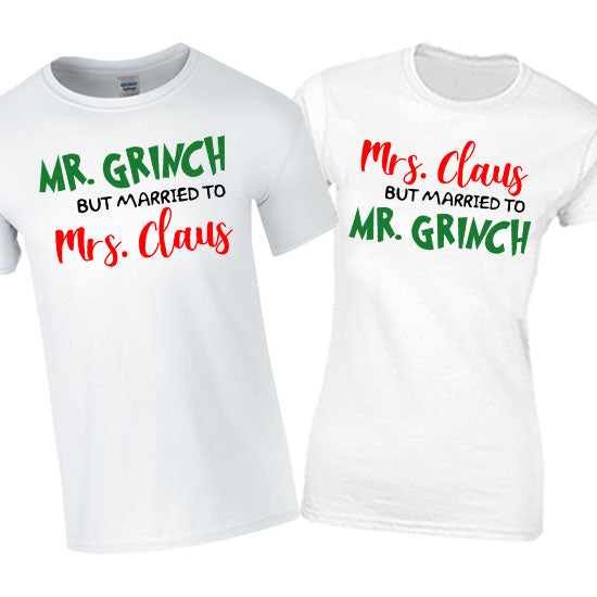 Mr Mrs Grinch Claus Matching T-shirt Set