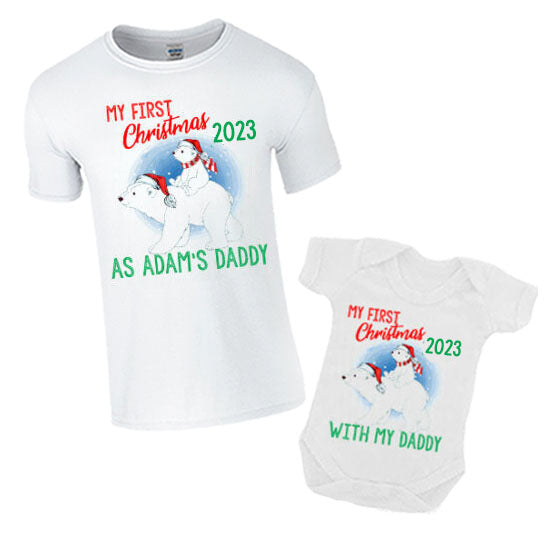 My First Christmas As A Daddy Matching T-shirt Bodysuit Set Father Son Daughter