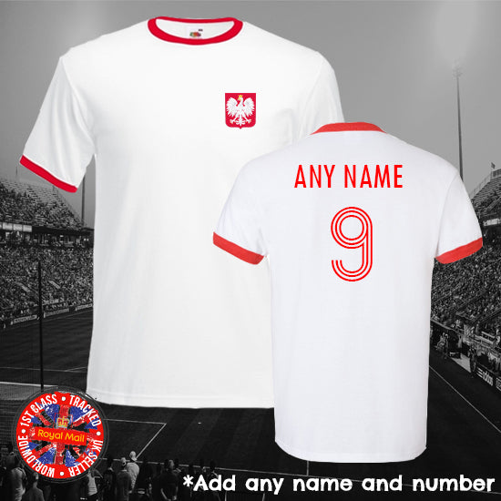 Poland Polska Personalised Football Ringer T-shirt