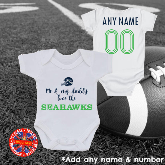 Me & My Daddy Love The Seahawks Personalised Bodysuit