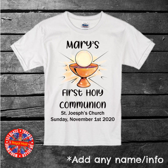 My First Holy Communion Personalised T-shirt Catholic
