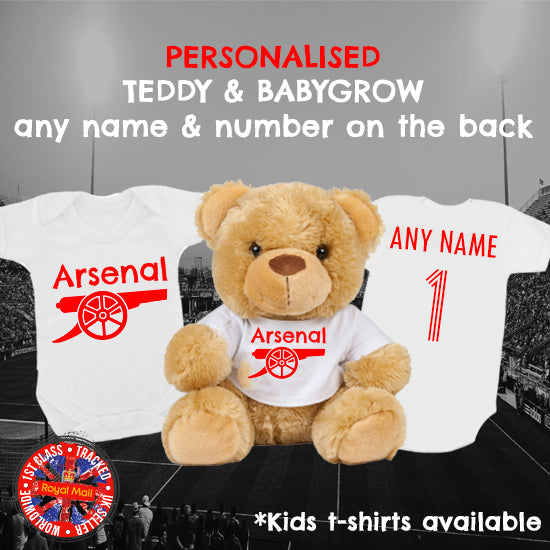 Arsenal Personalised Matching Teddy Bear & Bodysuit