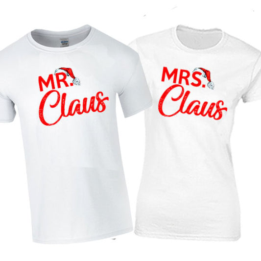 Mr & Mrs Claus Matching Christmas T-shirt Set