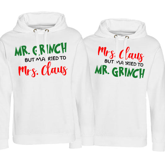 Mr Mrs Grinch Claus Matching Hoodie Set