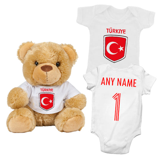 Türkiye Personalised Matching Teddy Bear & Bodysuit