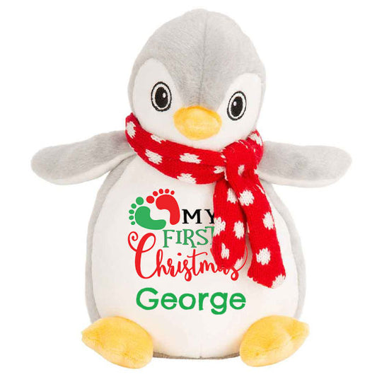 My First Christmas Personalised Penguin Teddy