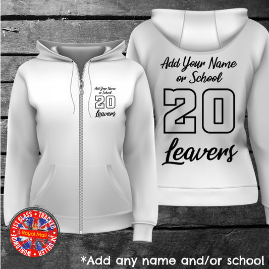 School Leavers White Zip Up Hoodie