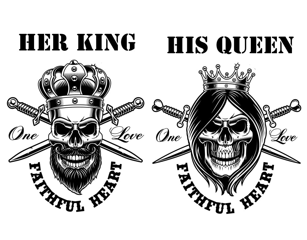His Queen - Her King Matching Couples T-shirt Set