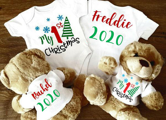 My 1st Christmas Matching Teddy Bear & Bodysuit Set