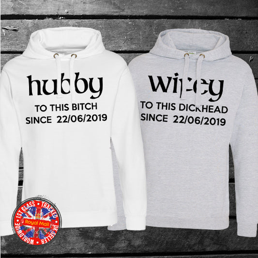 Hubby & Wifey Funny Personalised Matching Unisex Hoodies