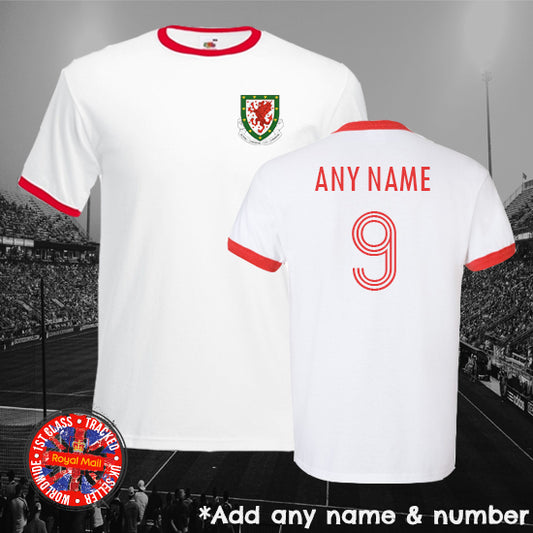 Wales Personalised Football Ringer T-shirt
