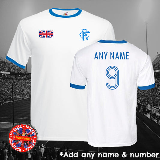 Rangers & UK Personalised Football Ringer T-shirt