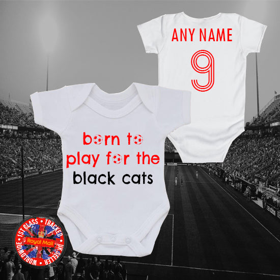 Born To Play For The Black Cats Personalised Bodysuit
