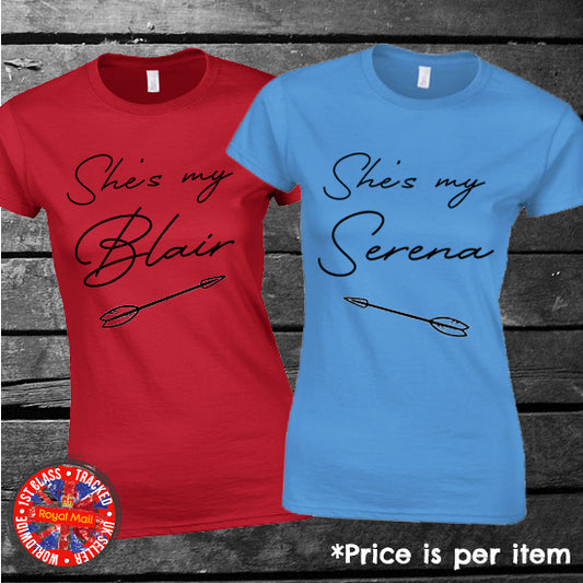 She's My Blair - She's My Serena Matching Best Friends T-shirt Set