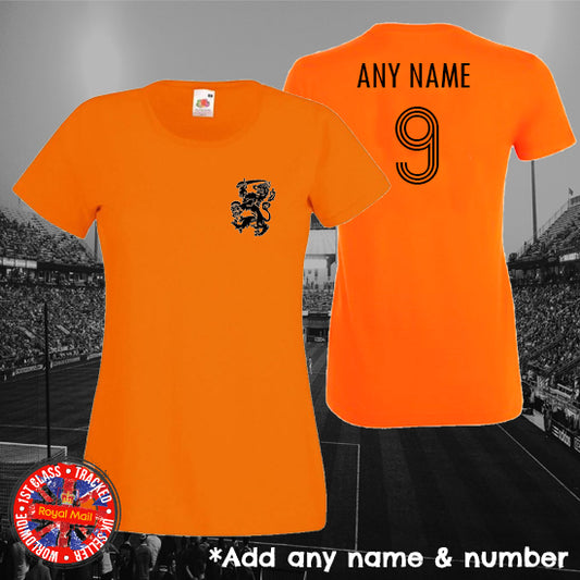 Netherlands Holland Ladies Football Personalised T-shirt