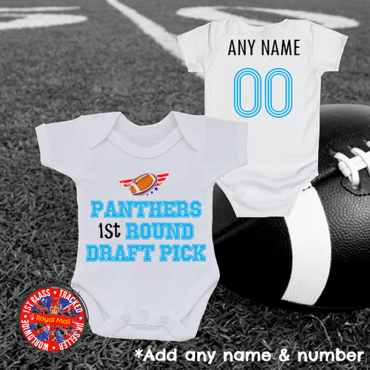 Panthers "1st Round Draft Pick" Personalised Babygrow