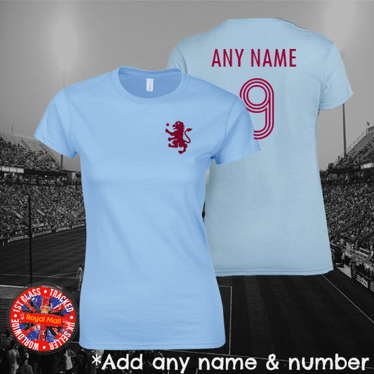 Villa Retro Ladies Football Personalised T-shirt