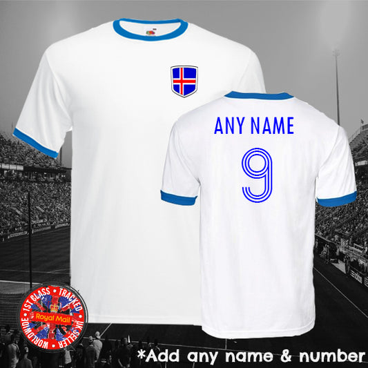 Iceland Personalised Football Ringer T-shirt
