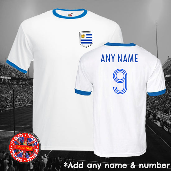 Uruguay Personalised Football Ringer T-shirt
