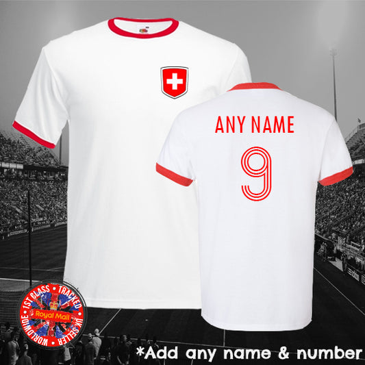 Switzerland Personalised Football Ringer T-shirt