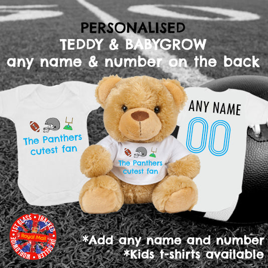 Panthers Cutest Fan Personalised Matching Teddy Bear & Bodysuit