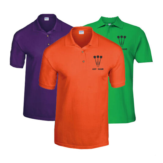 Darts Embroidered Personalised Unisex Polo Shirts