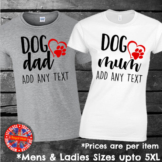 Personalised Dog Dad Dog Mum T-shirt