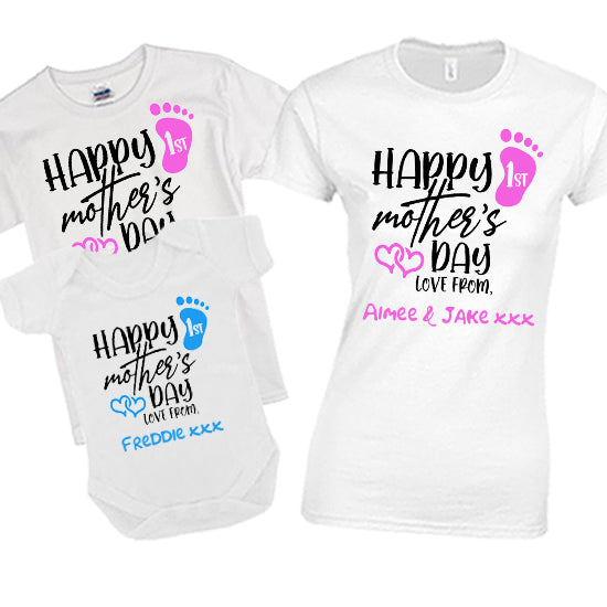 Happy First Mother's Day Matching T-shirt Set Gift