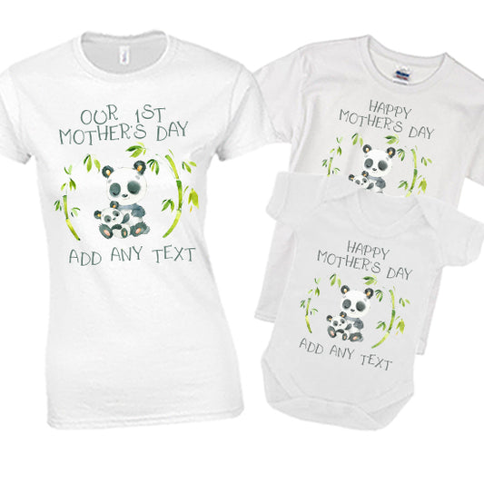 Panda Bear Our First Mother's Day - Happy Mother's Day Matching T-shirt Set