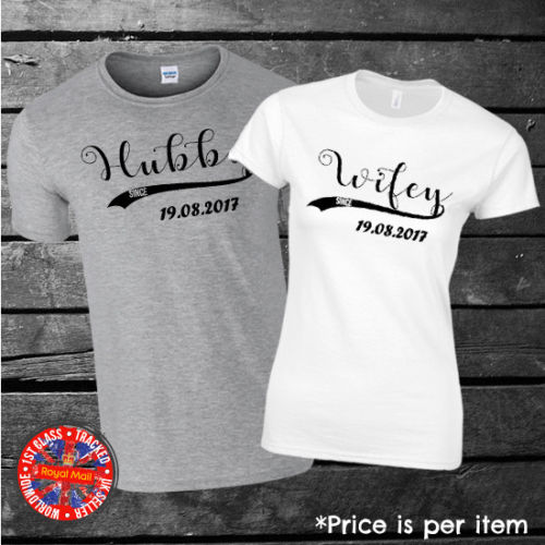 Hubby & Wifey Personalised Matching T-shirts