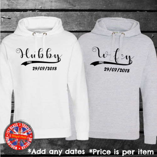 Hubby & Wifey Personalised Matching Unisex Hoodies