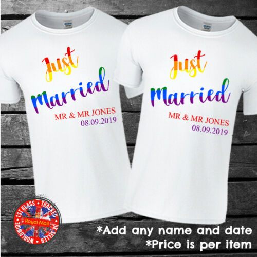 Just Married Personalised Matching T-shirts LGBTQ