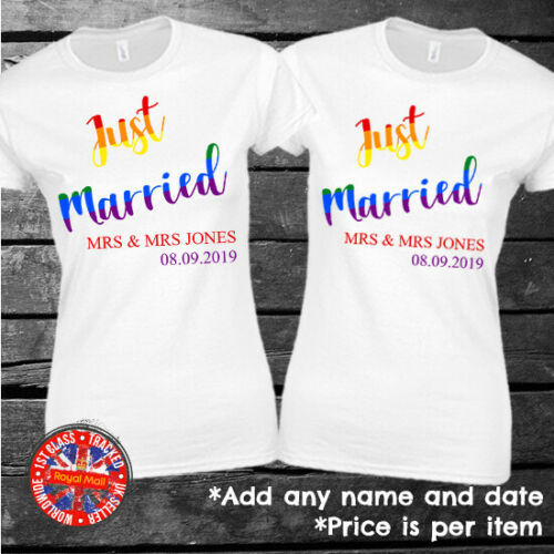 Just Married Personalised Matching T-shirts LGBTQ