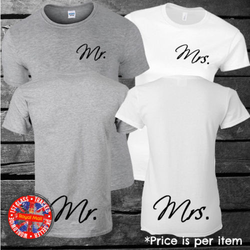 Mr & Mrs Front and Back Matching T-shirts